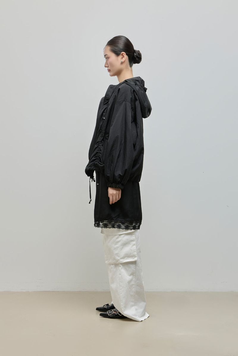 String Hoodie Windbreaker_Black