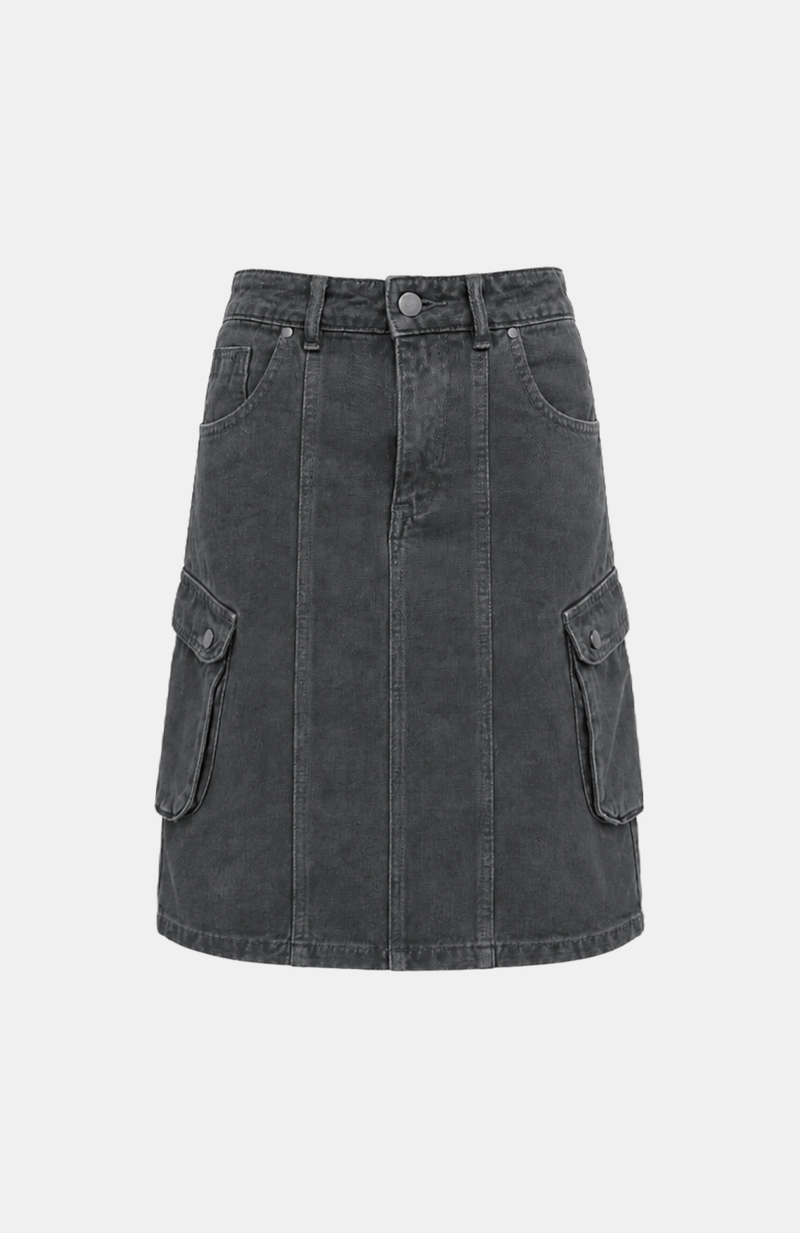 Molly Washed Cargo Denim Skirt