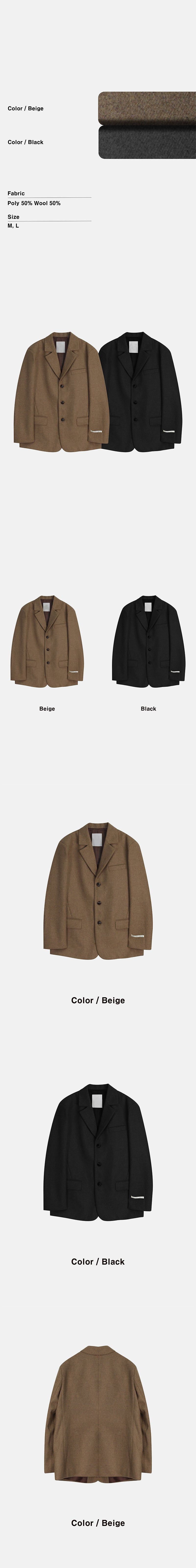 [F/W] Hard wool 3buttton blazer(2color)