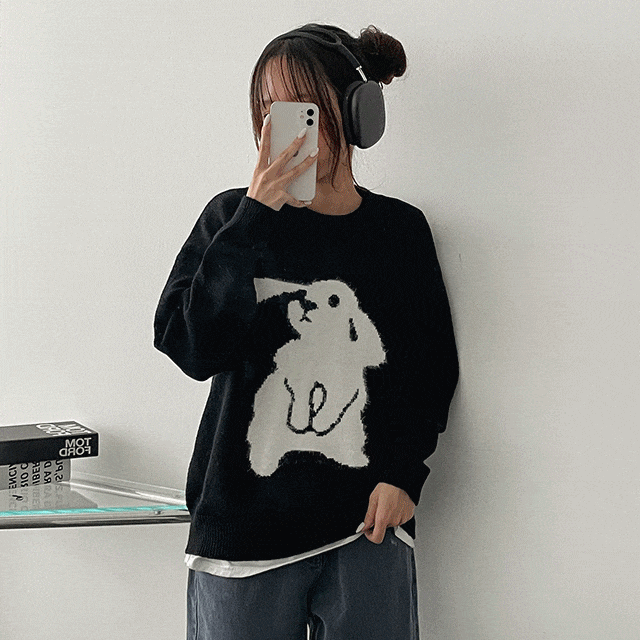 hijjoo（ハイチュー）の「ラビットラウンドニット（トップス）」