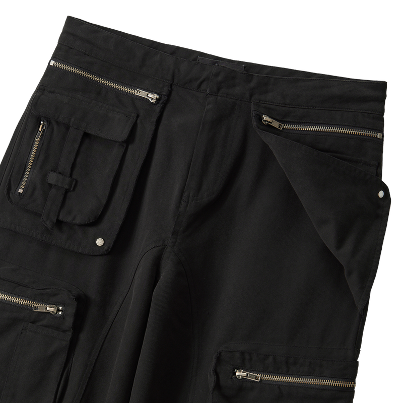 Lowrise Washed Curve Cargo Pants - BLACK
