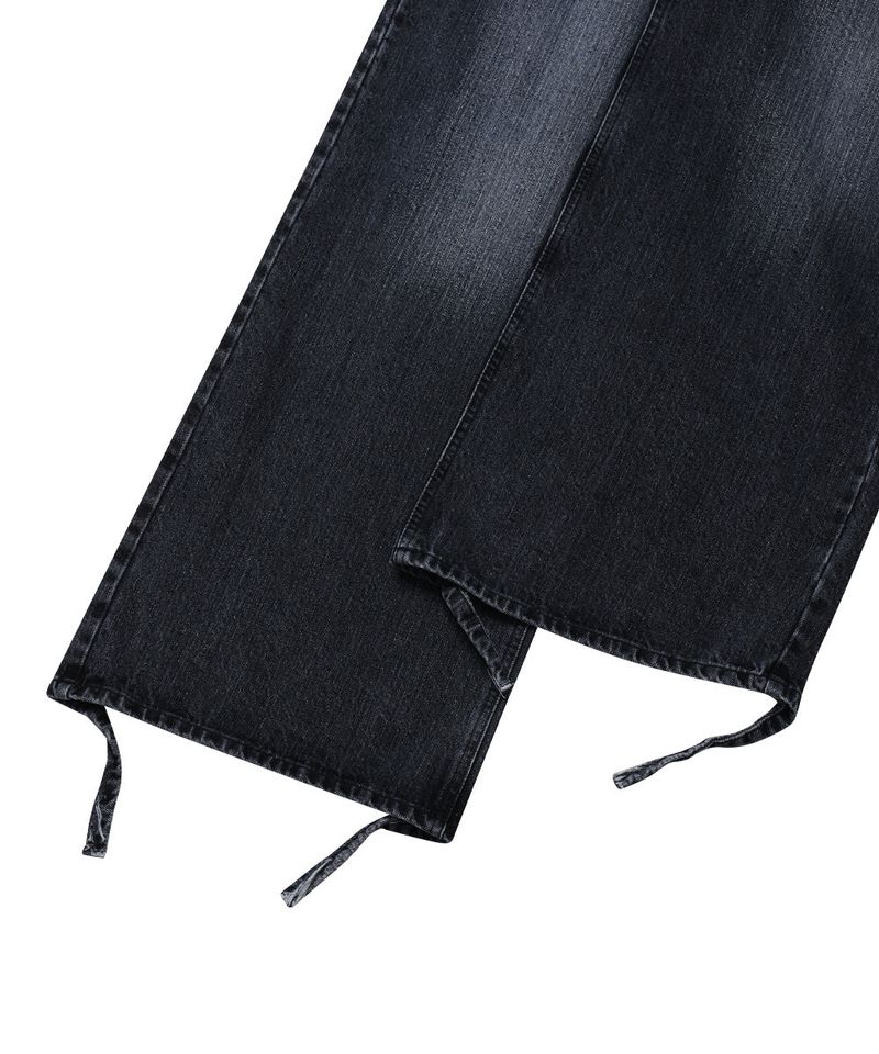DESTROYED HEM WIDE DENIM_BLACK