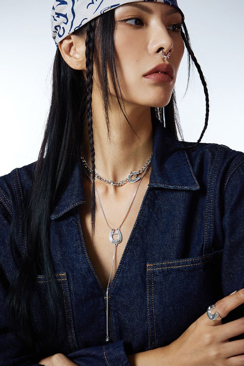 Horseshoe Drop Ball Y Chain Necklace