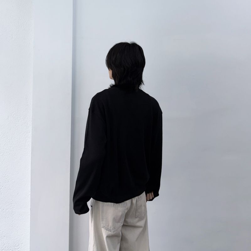 Zip-Front Collarless Knit