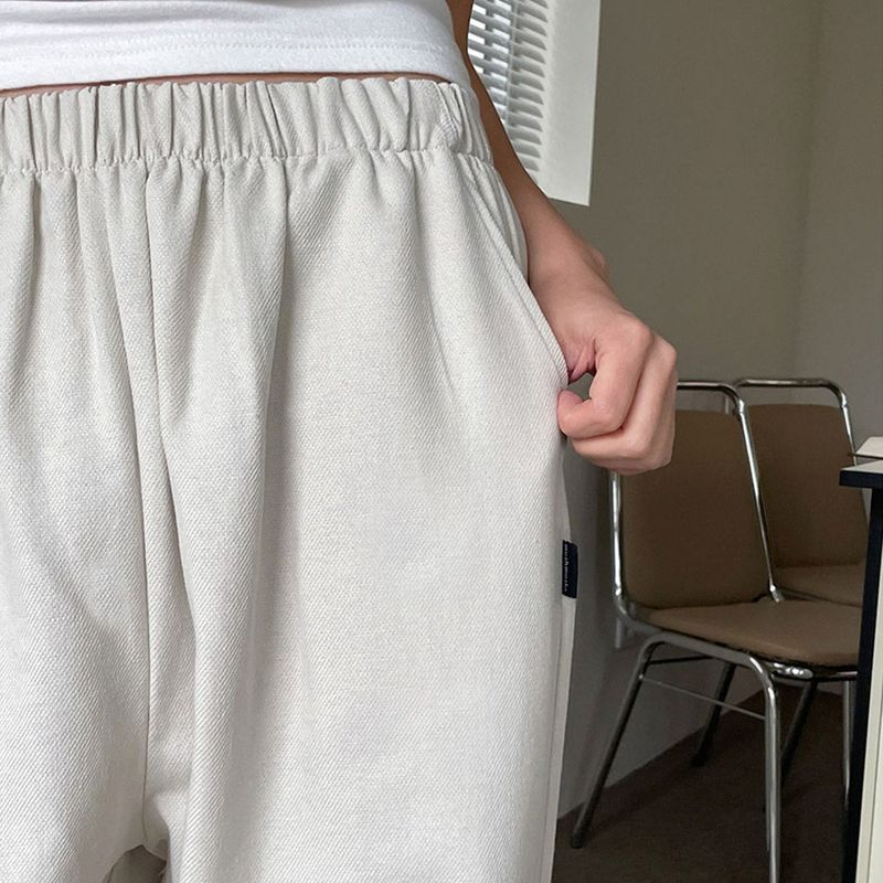 WIDE BANDING COTTON PANTS [LIGHT GRAY]