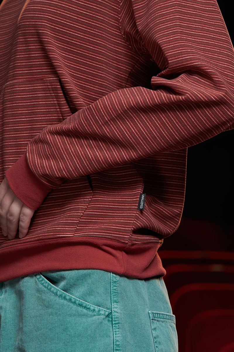 STRIPE LOGO HOODIE / BURGUNDY