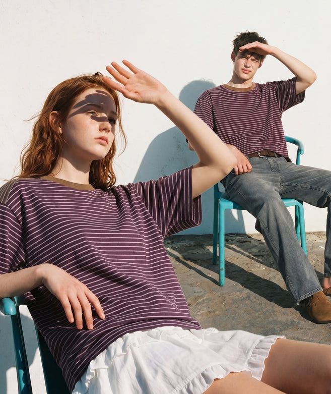26SS★ Georgette Cool Stripe Short Sleeve T-shirt