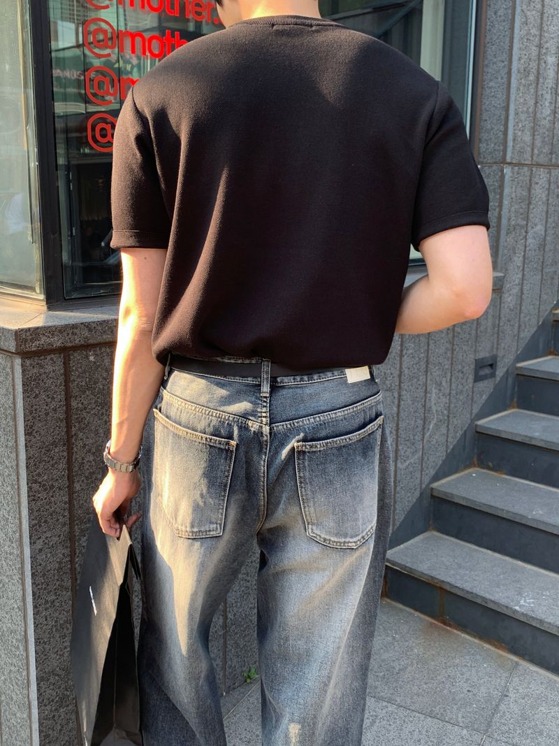 Ravo Wide Brush Denim Pants (2 colors)