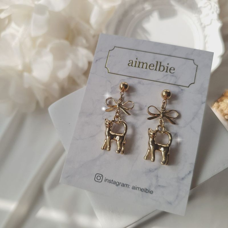 Kitty and Bow Piercing - Gold Color