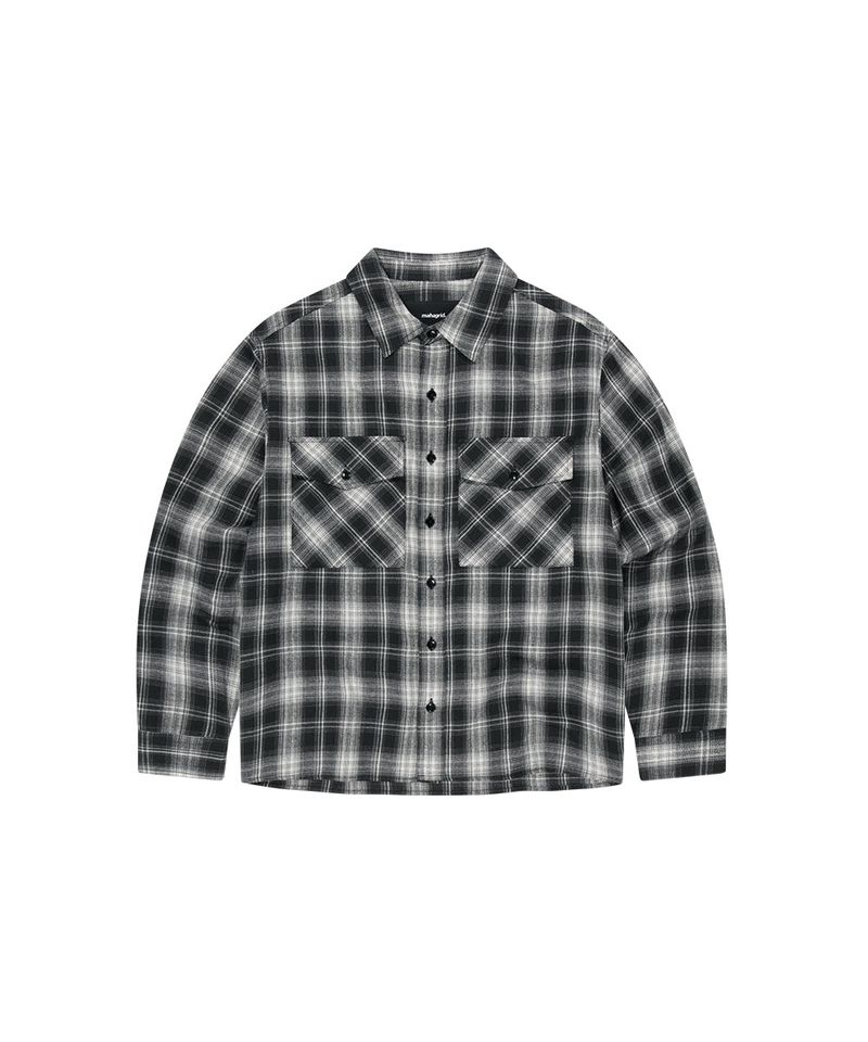 TWO POCKET CROP CHECK SHIRT_BLACK
