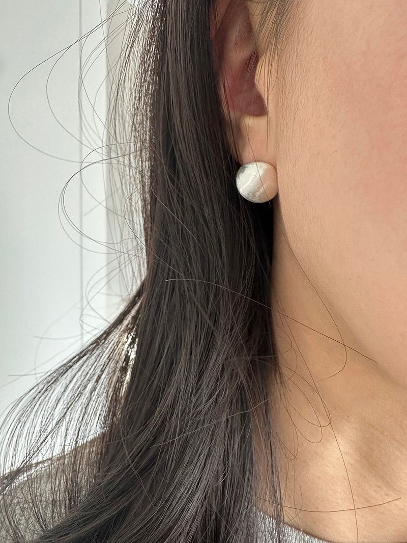 [925silver] Matt ball earring