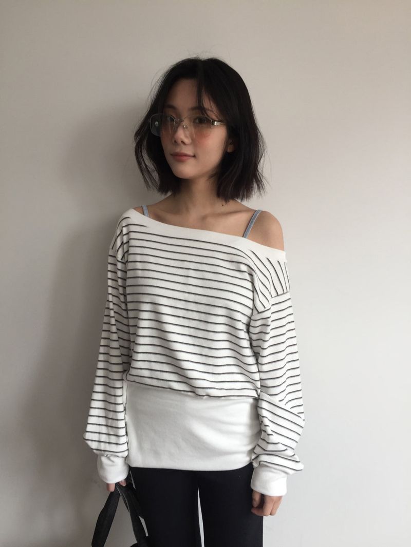 Denti Stripe Button Long Sleeve (2color)