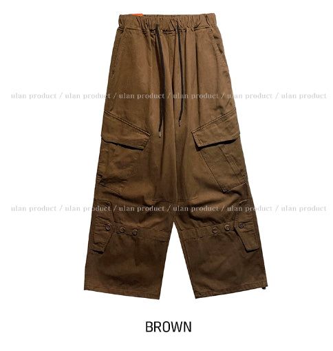 Woodin Diagonal Pocket Button Two-Way Cargo Pants