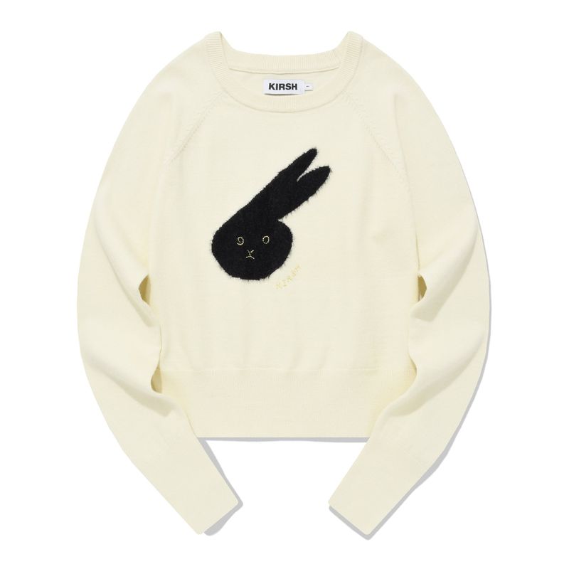 WITTY BUNNY FACE POINT KNIT [IVORY]