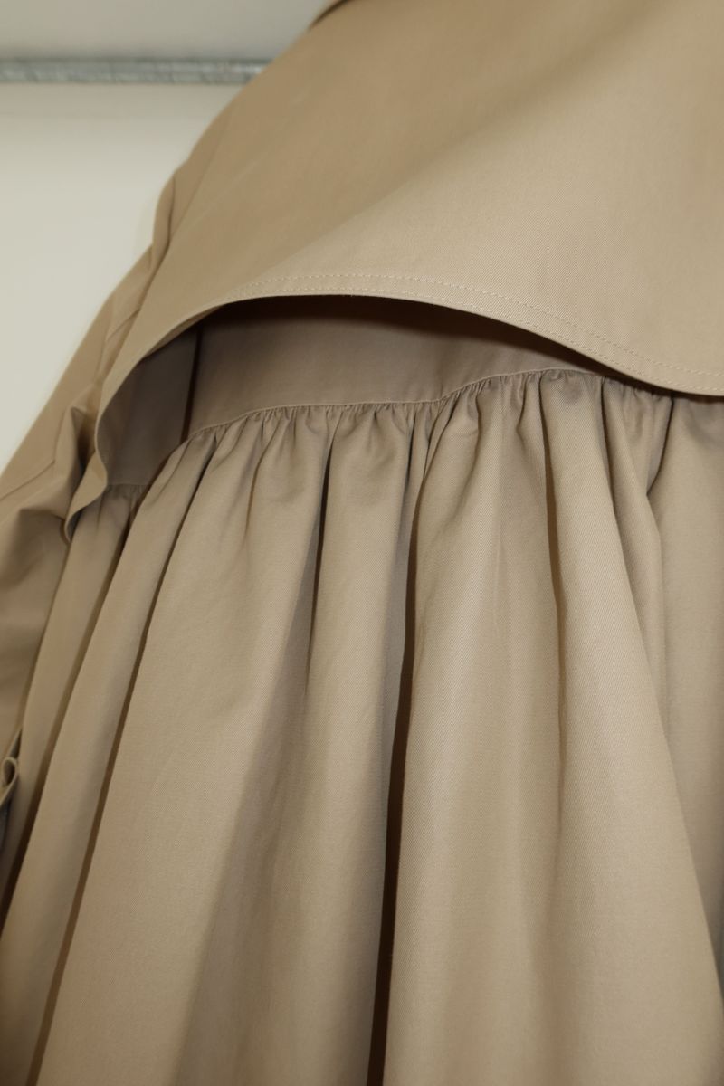 Shirring trench coat camel