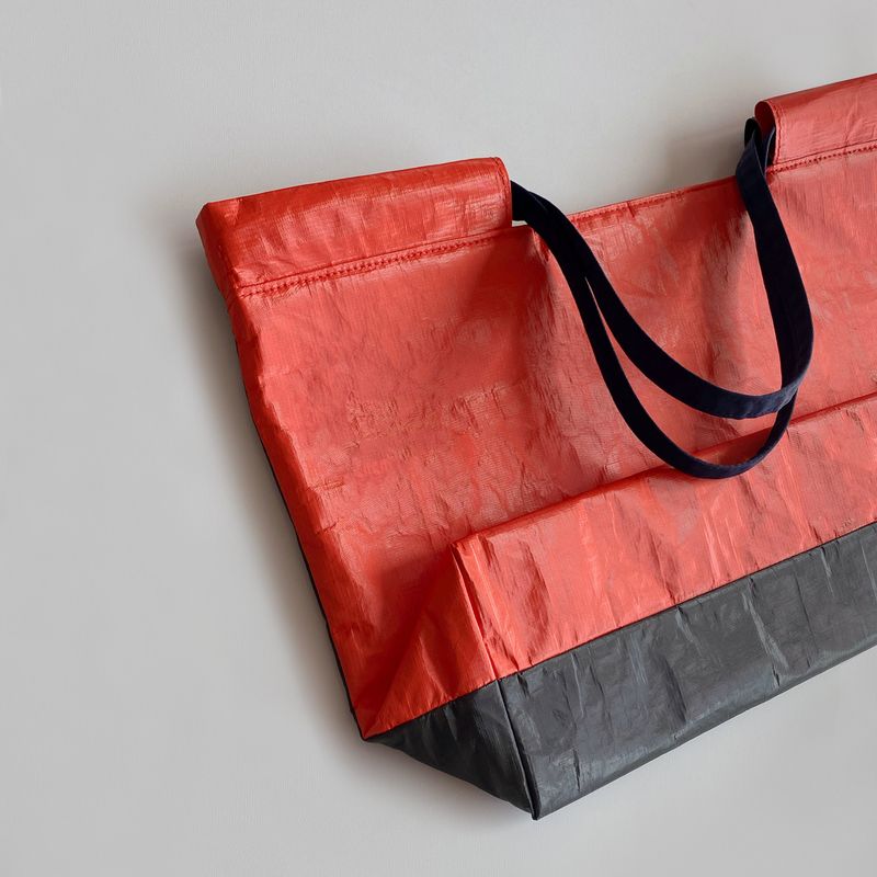 TYVEK FLEXIBLE BAG - Red Orange & Dark Gray (LARGE)