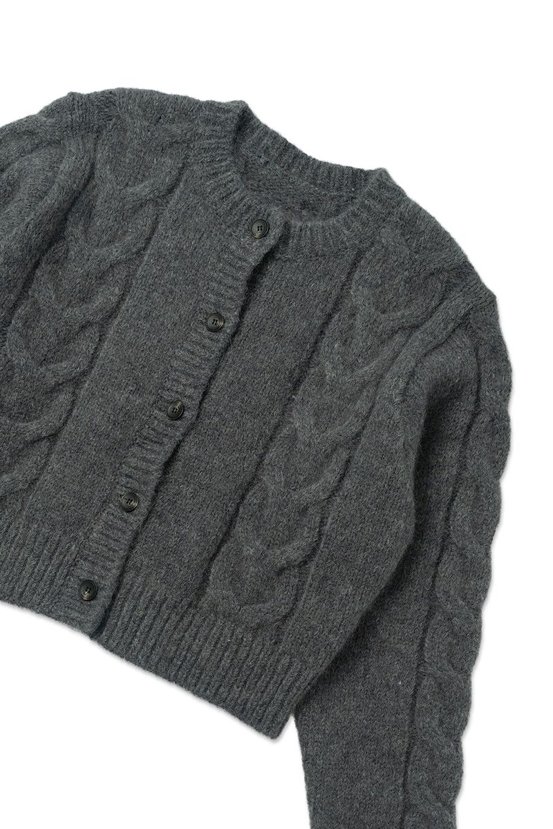 Mohair cable cardigan_charcoal