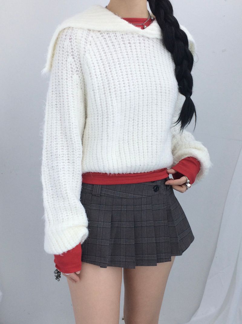 Shoulder collar loose knitwear