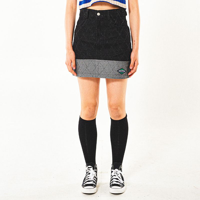 FENCE SWING DENIM MINI SKIRT (BLACK)