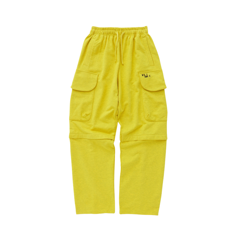 Back point shirring cargo sweat pants (Melange Yellow)