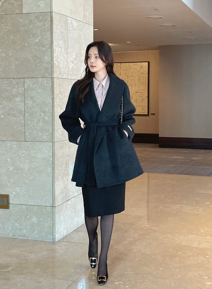 Scott Shawl Collar Wool Handmade Half Coat