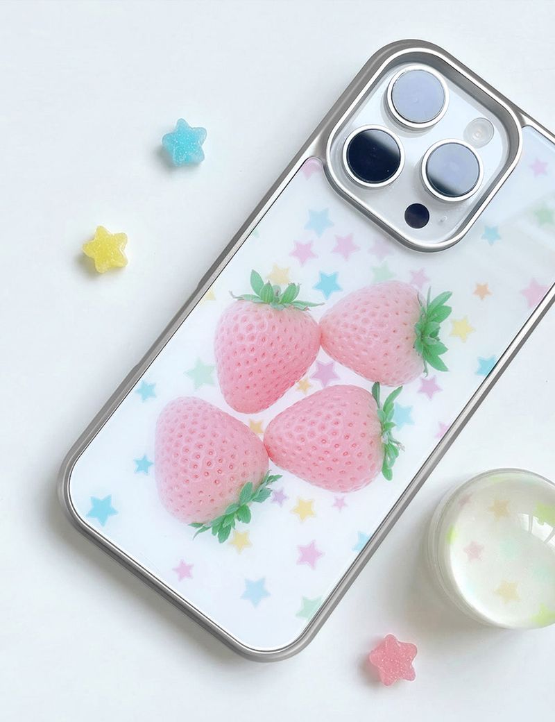 【MADE】Milky Strawberry Star Silver Bumper Case