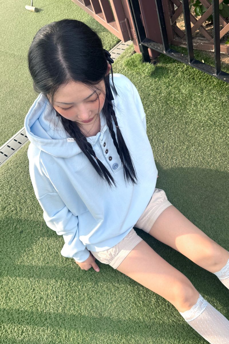 Skyblue button hoodie