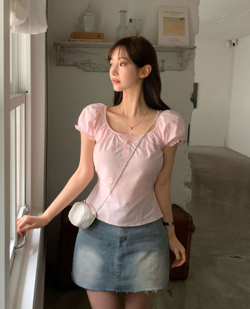[MADE] Brie, short-sleeved balloon puff blouse