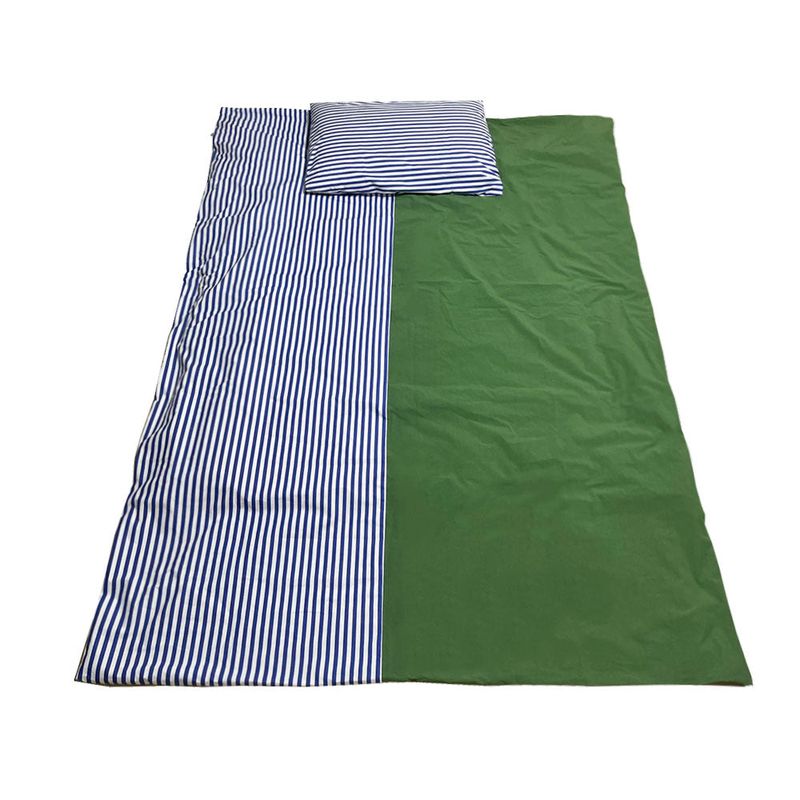 half stripe bedding cover set - blue green