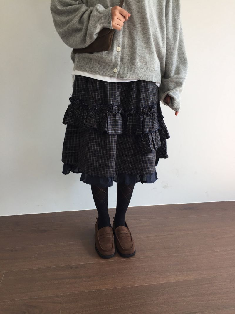 Lo-fi check layer skirt (1color)