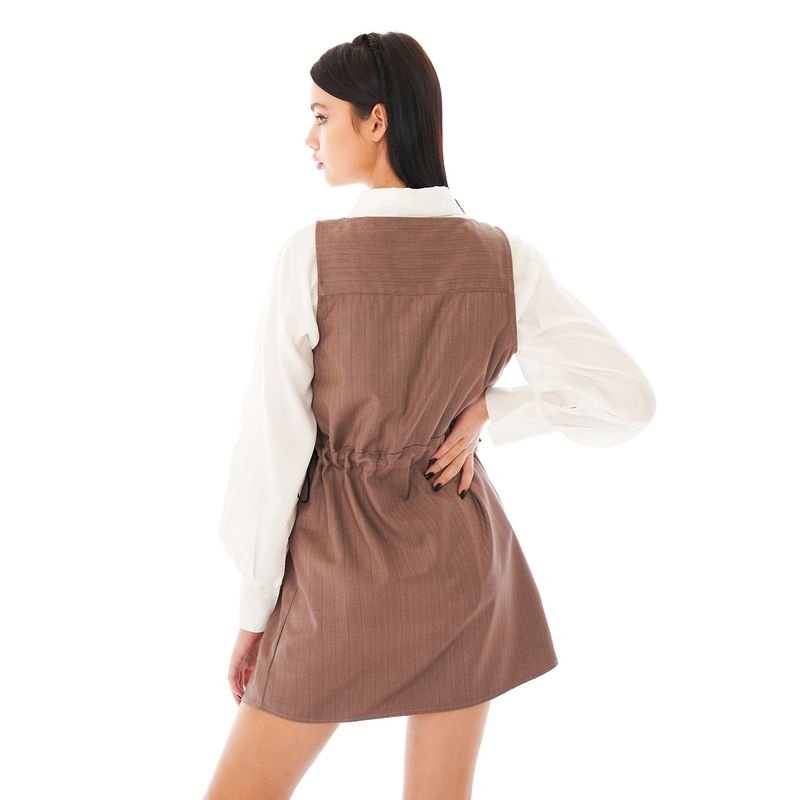 Ribbon Vest One-piece [Brown]