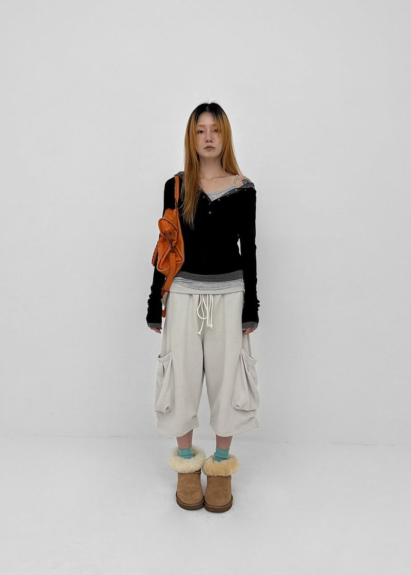 [MADE] Miti Wool Tencel Henley Neck Long Sleeve Hoodie
