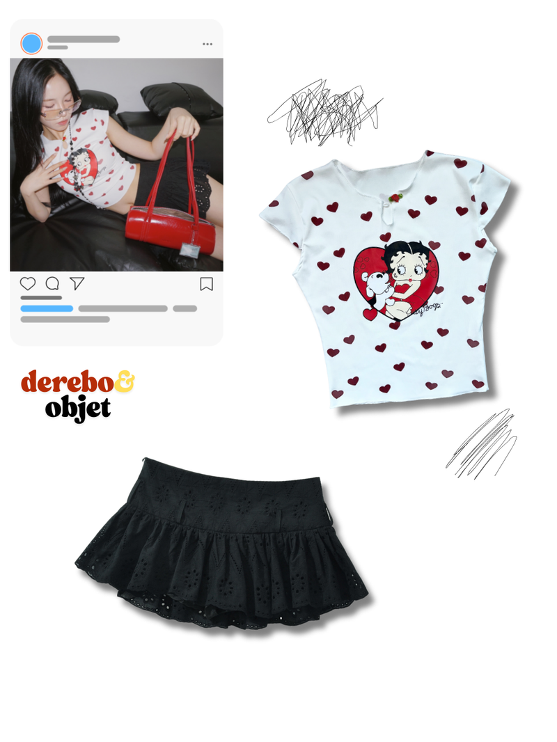 Black Lady Punching Mini Skirt