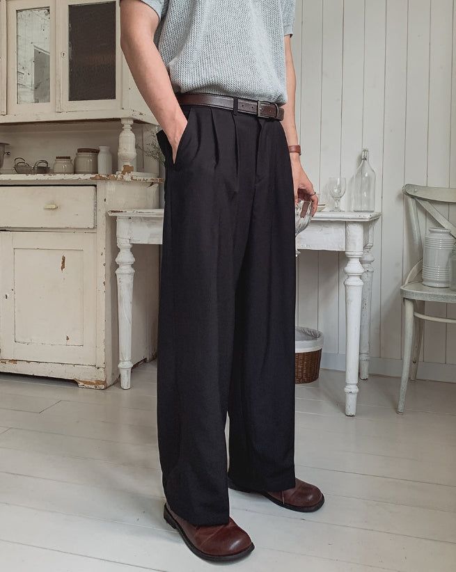 Dainel Two-Tuck Wide Slacks