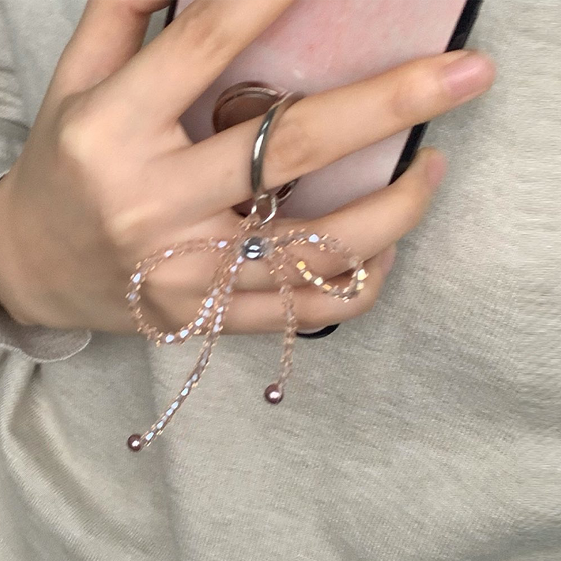 Pink beads ribbon ring tok