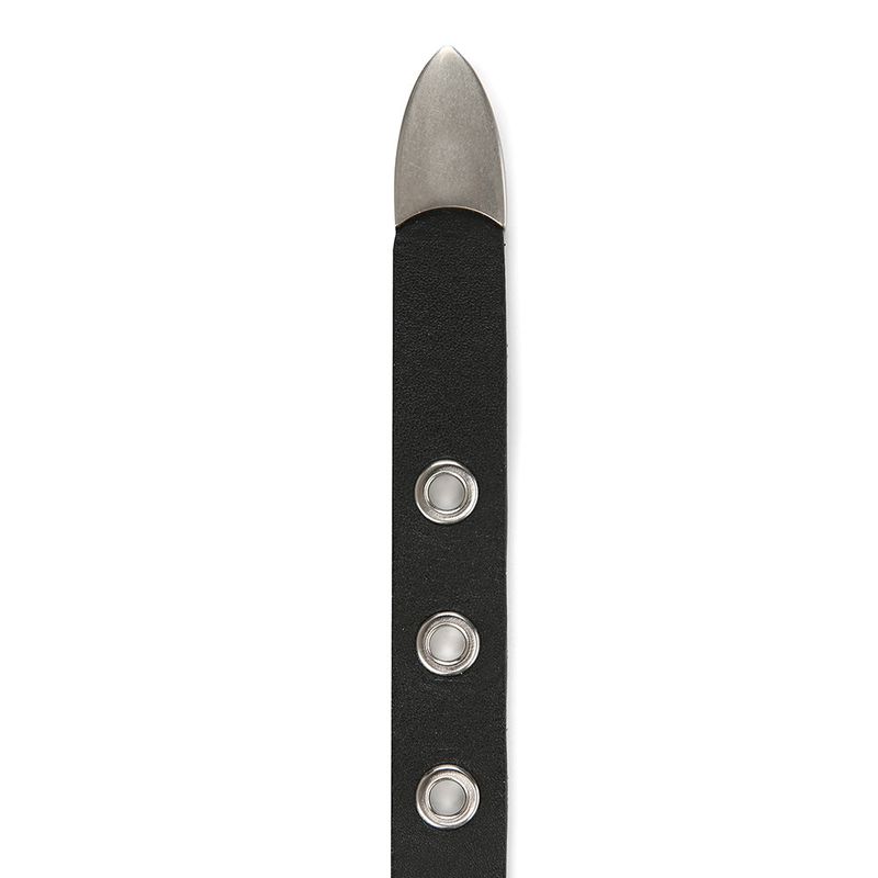  Eyelets Buckle Leather Belt - BLACK