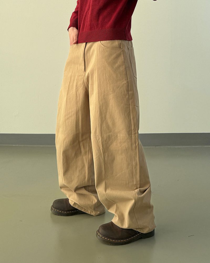 Bino Curved Wide Cotton Pants