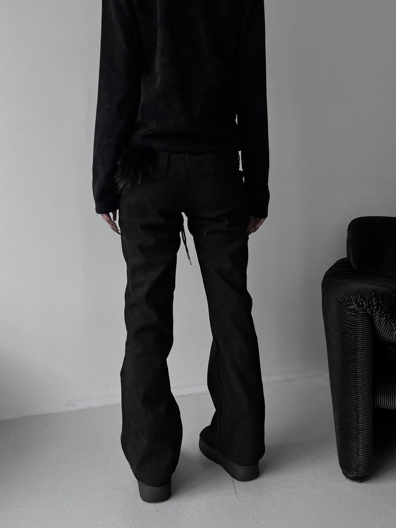 ribbed zip bootcut banding pants