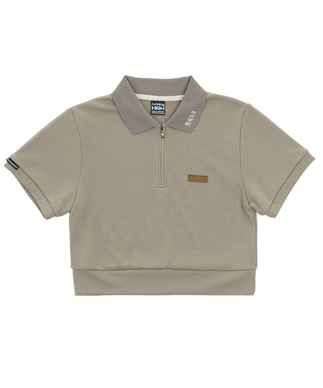 RNHI COLLAR ZIP UP CROP TEE