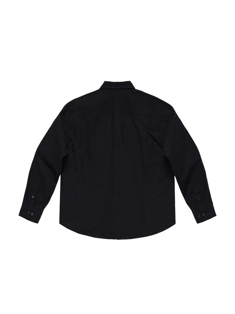 6CRAYON Patchwork Basic Black Cotton Poplin Embroidered Shirt