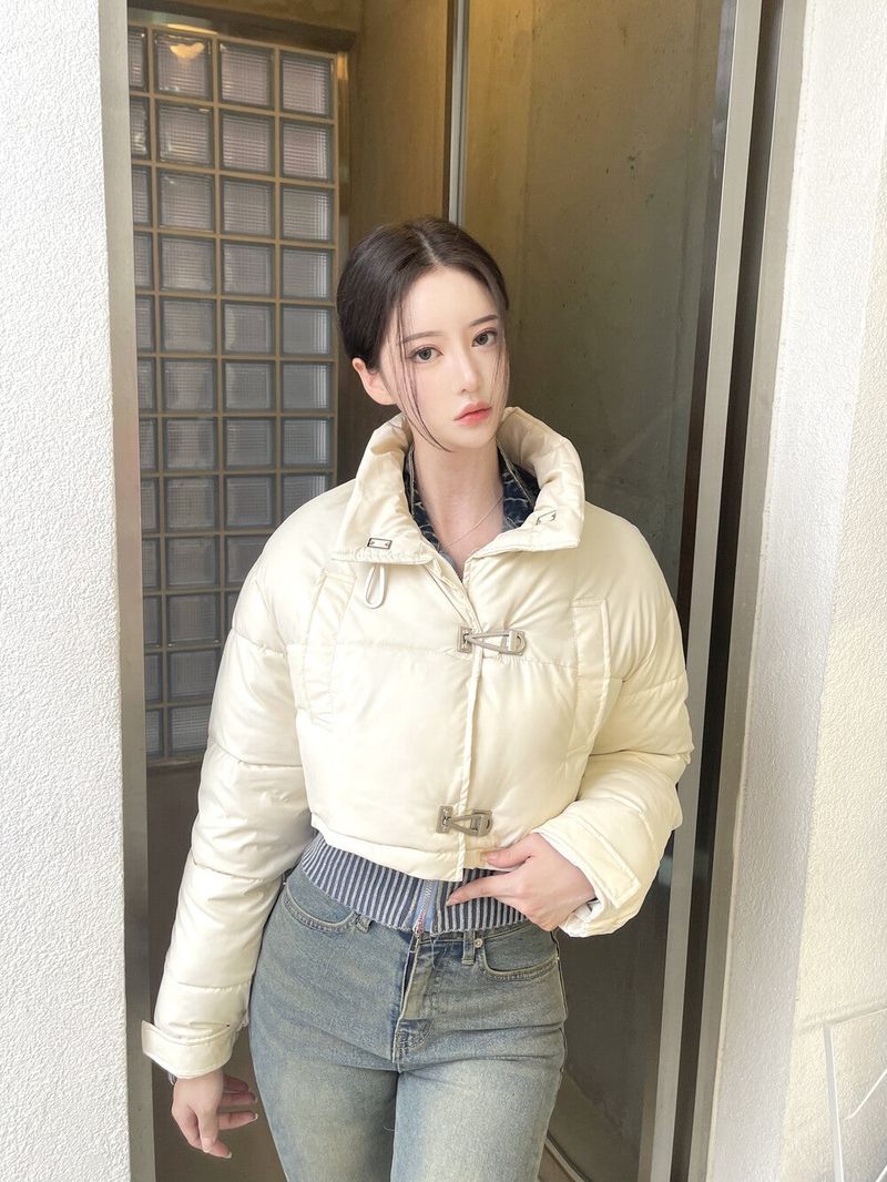 1096. Buckle leather short padding jp (2color)