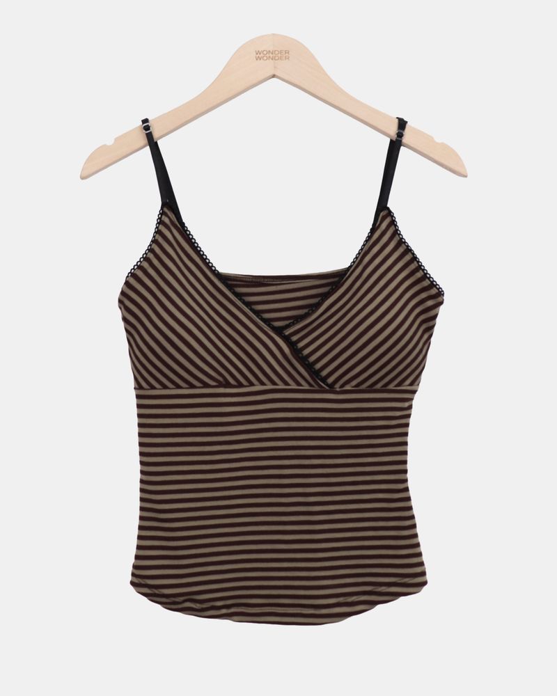 Poptin Stripe Cap-Sleeve Top
