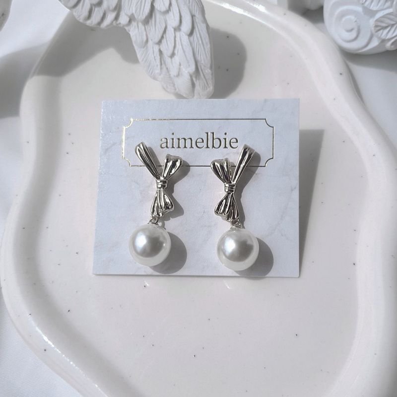 [Red Velvet Seulgi, KISS OF LIFE Belle Piercing] Dalia Ribbon and Pearl Piercing - Silver Color