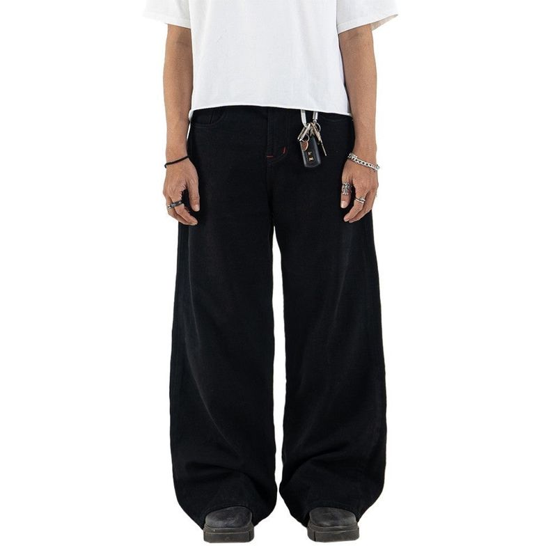 H1 Baggy H Embroidered Back Pocket - Black - Celana Jeans