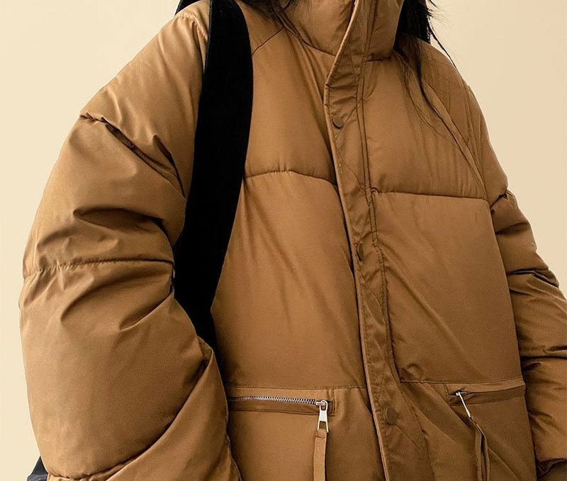  Ringf pocket zipper high neck padded jumper