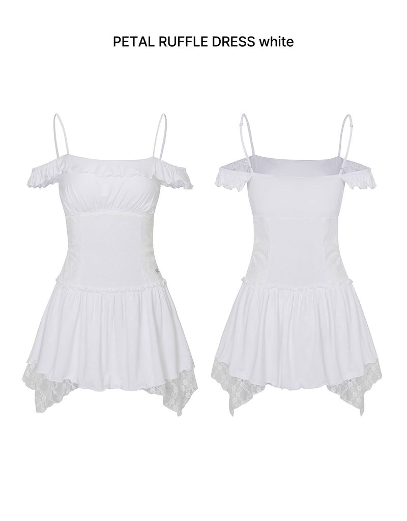 PETAL RUFFLE DRESS white