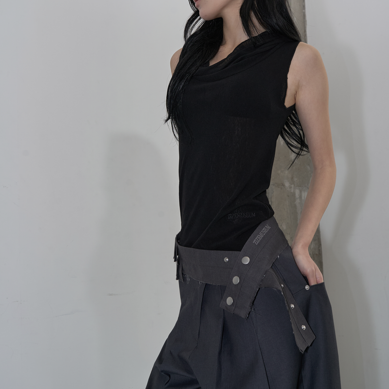 PLEATED SNAP BELT (GRAY)