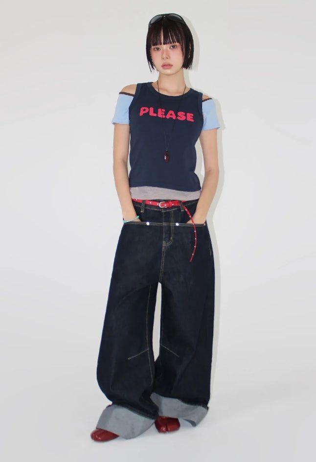 ROLL-UP WIDE DENIM