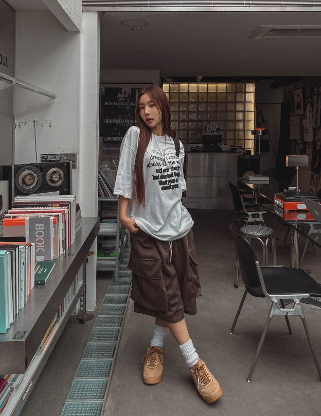 Toffee Wide Cargo Bermuda Pants