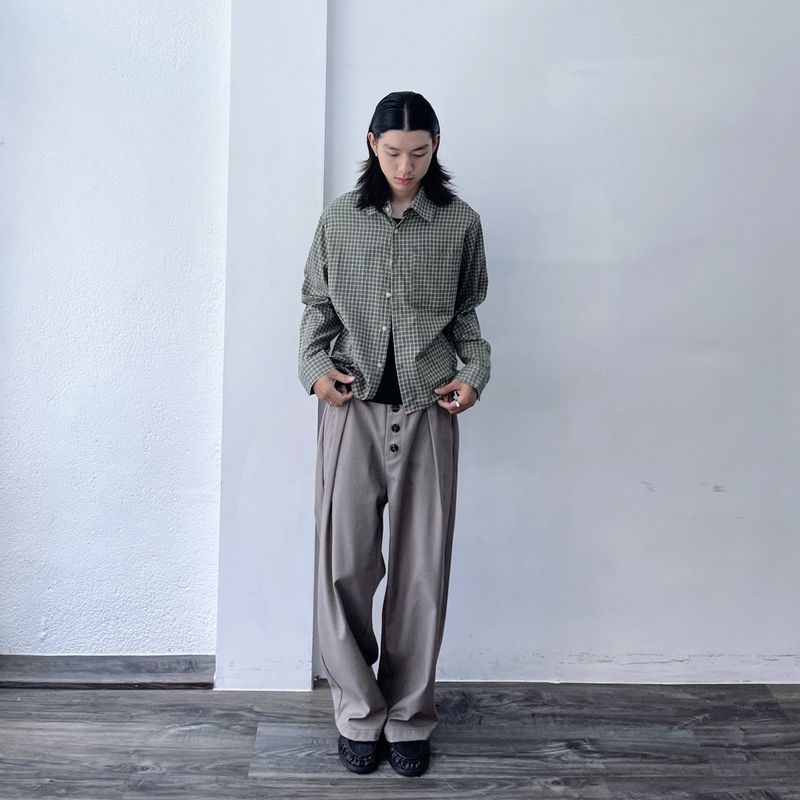 Washed Plaid Long Sleeve Shirt